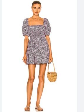 MATTEAU NWOT Floral-print Cotton-poplin mini dress  In Ash Rose Size US 6